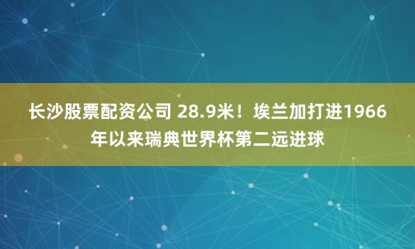 长沙股票配资公司 28.9米！埃兰加打进1966年以来瑞典世界杯第二远进球